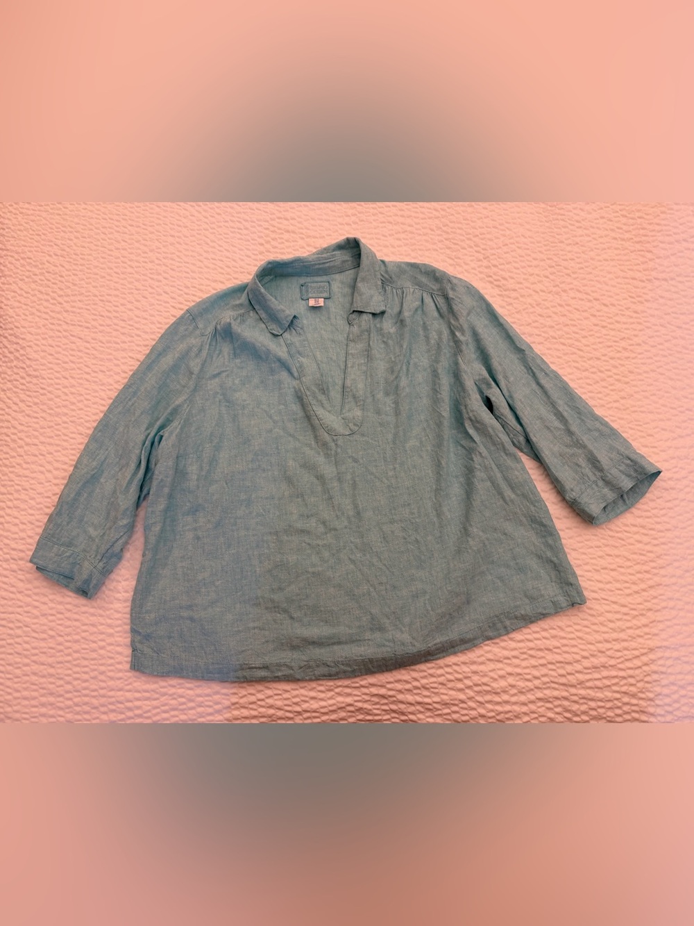 Sigrid Olsen Teal Linen Button-Front Shirt